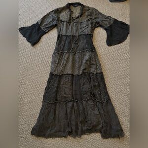 Young Threads Boho Olive Green Midi Dress